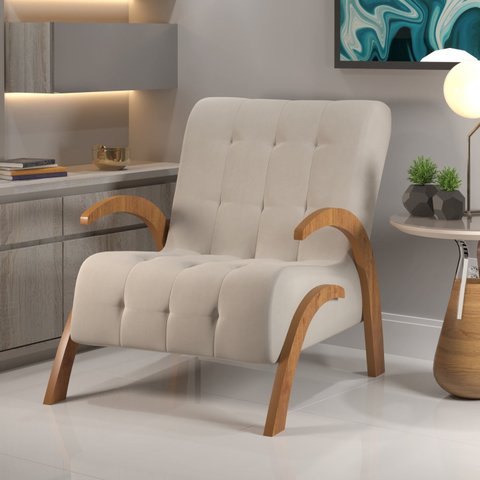 Poltrona do Papai em Veludo Pés em Mdf Garden