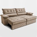 Ver imagem 4 de Sofá Retrátil e Reclinável 2,60m com Molas e Espuma D33 Thunder Velusoft Bege Cama Inbox