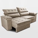 Ver imagem 2 de Sofá Retrátil e Reclinável 2,60m com Molas e Espuma D33 Thunder Velusoft Bege Cama Inbox