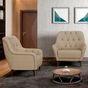 Ver imagem 2 de Kit 2 Poltronas Decorativas para Sala com Capitonê Pietà M22 Linho Bege - Mpozenato