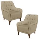 Ver imagem 1 de Kit 2 Poltronas Decorativas para Sala com Capitonê Pietà M22 Linho Bege - Mpozenato