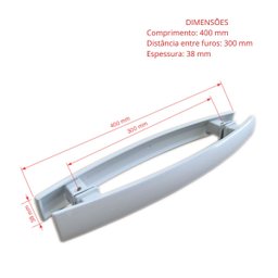 Puxador duplo curvo 40x30cm para porta de vidro e portão - Branco - 3