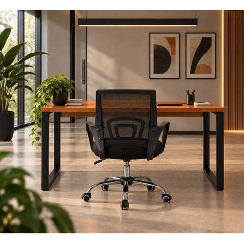 Mesa Escrivaninha Alika Preto/Canela MDF e Aço 110cm