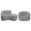 Ver imagem 2 de Kit Divã Recamier Orgânico Marrocos 150cm Lado Direito e 1 Poltronas Amore Bouclé Cinza