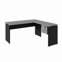 Ver imagem 2 de Mesa Escrivaninha 30mm 150cm em L com Gaveteiro Pés Painel F5 Office Cor:Cinza Sagrado com Preto