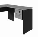 Ver imagem 4 de Mesa Escrivaninha 30mm 150cm em L com Gaveteiro Pés Painel F5 Office Cor:Cinza Sagrado com Preto