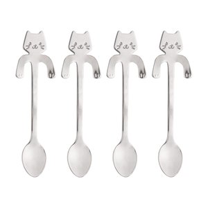 Conjunto 4 Colheres De Chá Em Aço Inox Cat Prateado Wolff