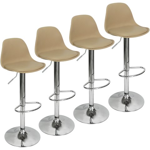 Kit 4 Banquetas Joly Luisa Eames Saarinen Base Giratória Cromada - Bege