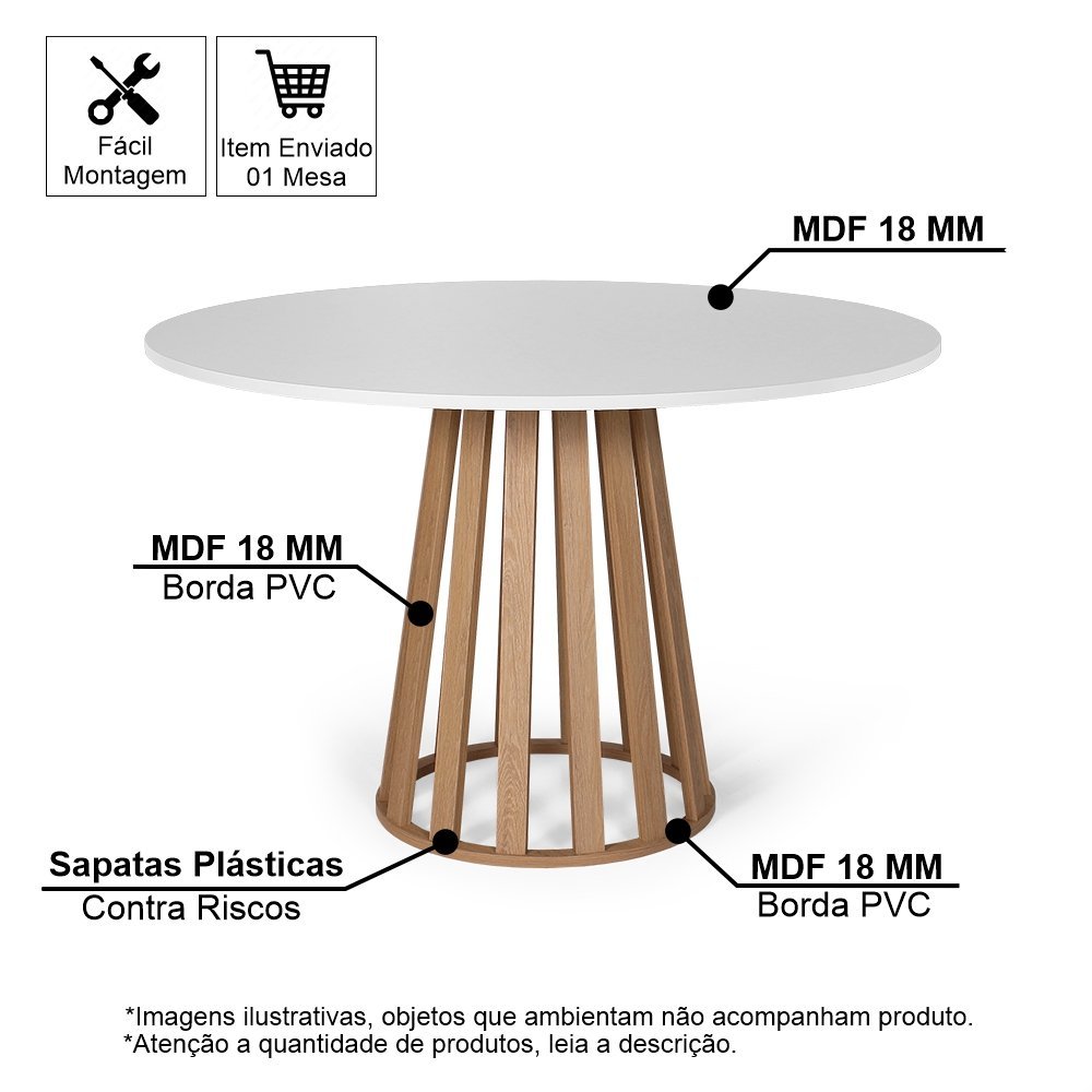 Mesa de Jantar Redonda 6 Lugares 120cm Tália Branco/jade - Straub Web - 2