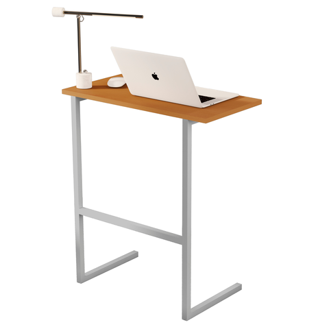 Mesa Suporte Home Office Bancada para Computador Notebook com Pés de Ferro Thor - Nature/cinza