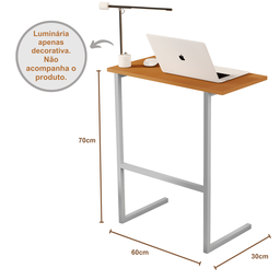 Mesa Suporte Home Office Bancada para Computador Notebook com Pés de Ferro Thor - Nature/cinza - 3