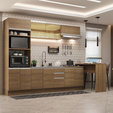 Cozinha 315001 com Armário, Balcão e Bancada Rusticrustic