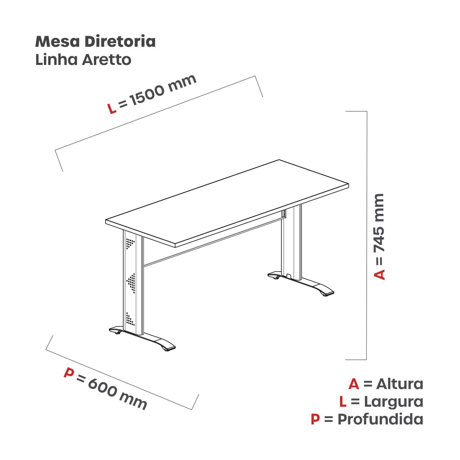 Escrivaninha em Madeira 150cm X 60cm M150/60at Aretto - 3