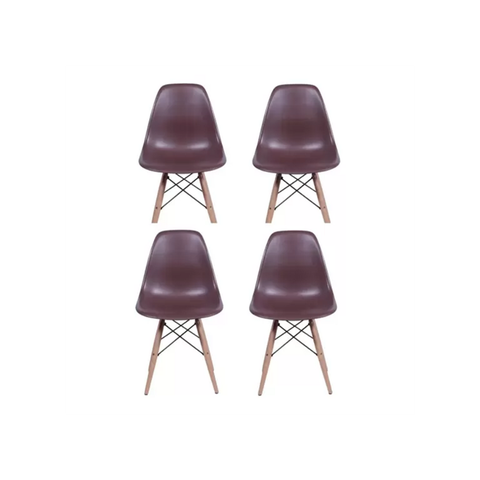 Kit 4 Cadeiras Charles Eames Eiffel Café Base Madeira Sala Cozinha Jantar - Bering