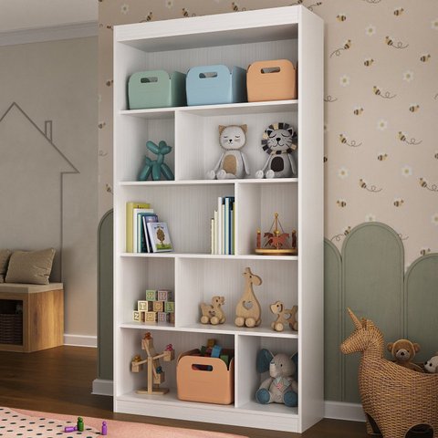Nicho Infantil Organizador 4 Prateleiras Olivia Espresso Móveis Branco