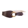 Cinto Elástico de Couro Legítimo com Fivela Redonda de Madeira - Leblon Chocolate - 1