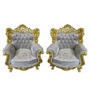 Ver imagem 1 de Par de Poltronas Clássicas Bege com Dourado