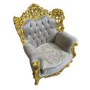 Ver imagem 4 de Par de Poltronas Clássicas Bege com Dourado