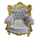 Ver imagem 3 de Par de Poltronas Clássicas Bege com Dourado