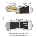 Ver imagem 4 de Armário de Cozinha Completa de Canto 329cm Branco Preto Glamy Madesa 02