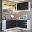 Ver imagem 1 de Armário de Cozinha Completa de Canto 329cm Branco Preto Glamy Madesa 02