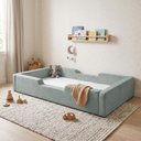 Ver imagem 2 de Cama Montessoriana Infantil em Bouclé para Solteiro com Espuma de Alta Resistência D28 - Cinza