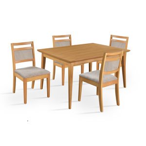 Conjunto Rustico Sala de Jantar Mesa 1.20 C/ 4 Cadeiras Madeira Maçica Luxo - Refinatto