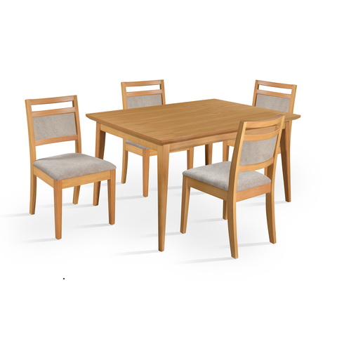 Conjunto Rustico Sala de Jantar Mesa 1.20 C/ 4 Cadeiras Madeira Maçica Luxo - Refinatto