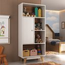 Ver imagem 1 de Nicho Infantil Organizador 1 Porta 4 Nichos Sara Espresso Moveis Branco/Nogal