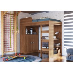 Cama Alta Multifuncional Infantil/Juvenil com Armário e Escrivaninha San Francisco - 7 Cama Alta Multifuncional Infantil/Juvenil com Armário e Escrivaninha San Francisco - 7