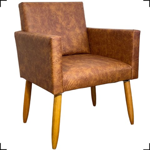 Poltrona Decorativa Para Recepção Manicure Sala De Espera Escritório Consultório Corino