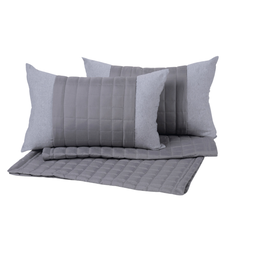 Peseira de Cama King - Kit 5 Pçs com Almofadas Cheias: Cinza - 1