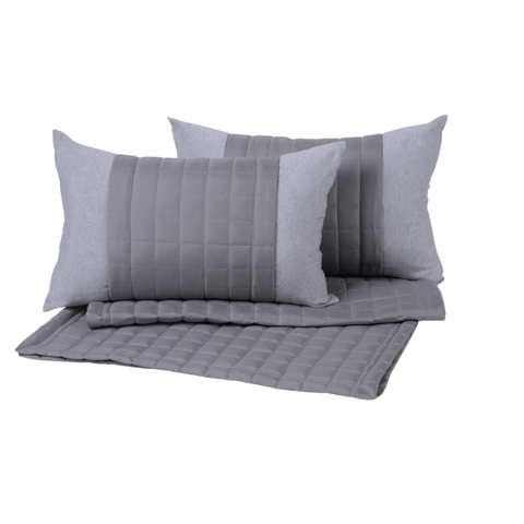 Peseira de Cama King - Kit 5 Pçs com Almofadas Cheias: Cinza