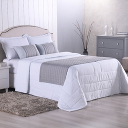 Peseira de Cama King - Kit 5 Pçs com Almofadas Cheias: Cinza - 3