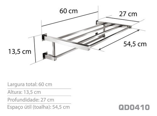 Toalheiro Rack 60 Cm - Kromus Qd0410 - 3