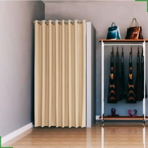 Cortina para Provador de Loja Tecido Blackout 1,40x2,00:palha