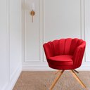 Ver imagem 4 de Kit Duas Poltronas Pétalas Giratórias Ferro e Madeira Vermelho