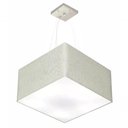 Ver imagem 1 de Lustre Pendente Quadrado Vivare Md-4199 Cúpula em Tecido 30/60x60cm - Bivolt Rustico-cinza 127/220v