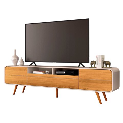 Rack Bancada de Tv 85 Pol 220cm Áureo H01 Off White/cinamomo - Mpozenato