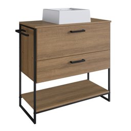 Gabinete Para Banheiro 80cm P1028 Mel C/Cuba Ametista Branca - 2