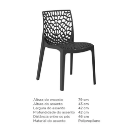 Cadeira de Jantar Gruvyer Cozinha Área Gourmet Empilhável Preto - 5