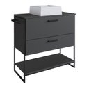 Ver imagem 2 de Gabinete Para Banheiro 80cm P1028 Grafite C/Cuba Ametista Branca