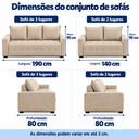Ver imagem 3 de Conjunto Sofá Belo 3 e 2 Lugares Linho - Bege