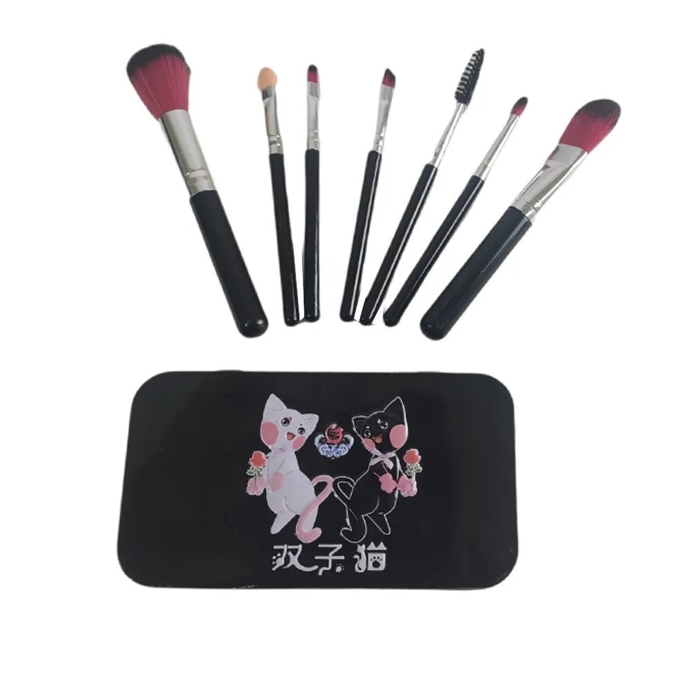 Pincel 7 Peças Mini Infantil Estojo Kit 10 Unidades Make Up Portatil Maquiagem Ab.midia Bsl3314 - 2