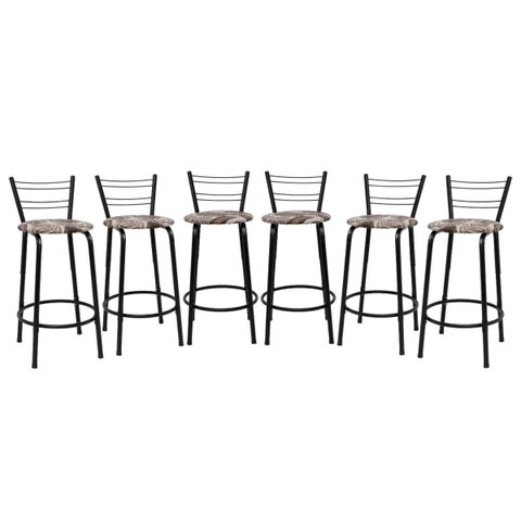 Kit 6 Banquetas para Bancada Flórida Preta 60cm Cozinha Gourmet Balcão Ilha Piscina Área de Lazer