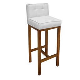 Kit 05 Banquetas Alta Íris Corano Branco Com Encosto Para Balcão Bistrô e Base Castanho -Bebê - 2