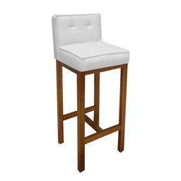 Kit 05 Banquetas Alta Íris Corano Branco Com Encosto Para Balcão Bistrô e Base Castanho -Bebê - 5