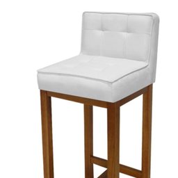 Kit 05 Banquetas Alta Íris Corano Branco Com Encosto Para Balcão Bistrô e Base Castanho -Bebê - 4