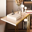 Ver imagem 3 de Mesa Lateral de Apoio Industrial Compacta Sofá- Off White Dourado
