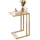 Ver imagem 1 de Mesa Lateral de Apoio Industrial Compacta Sofá- Off White Dourado